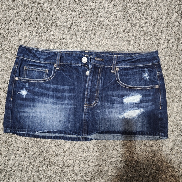 American Eagle Outfitters Dresses & Skirts - American Eagle Outfitters Distressed Blue Mini Skirt